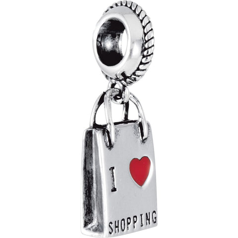 Sterling Silver 15x8.3mm Shopping Bag Charm