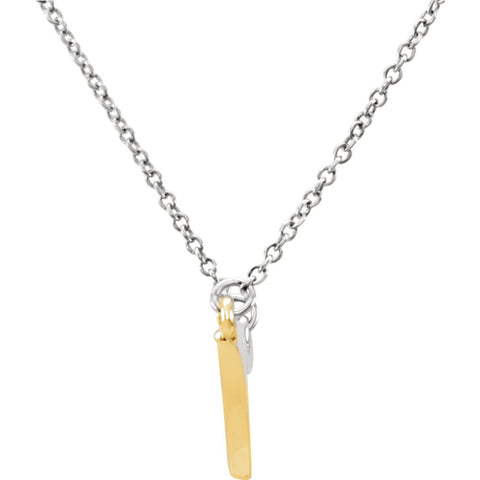 14K White & Yellow Gold Freeform Bar 16" Necklace