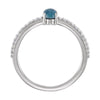 14k White Gold 6x4mm Oval Cabochon London Blue Topaz & 1/8 CTW Diamond Ring, Size 7
