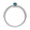 14k White Gold 6x4mm Oval Cabochon London Blue Topaz & 1/8 CTW Diamond Ring, Size 7