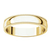 14k Yellow Gold 4mm Light Milgrain Band, Size 5