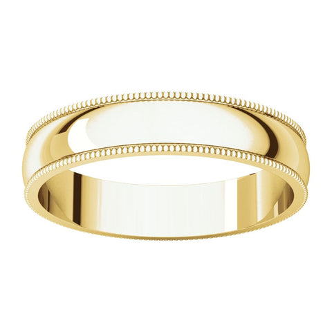 14k Yellow Gold 4mm Light Milgrain Band, Size 11