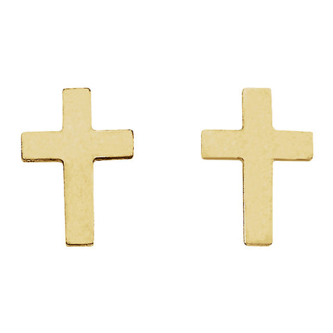 14k Yellow Gold 10x6mm Cross Earrings