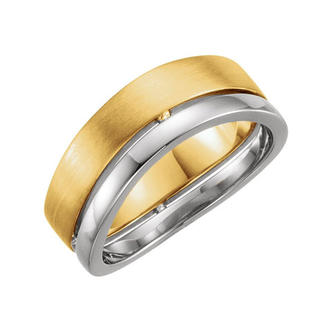 14K White & Yellow 6.4mm Band Size 9