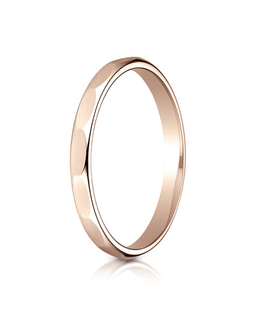 Benchmark 14k Rose Gold 2mm High Polished Faceted Design Band, (Sizes 4-15)