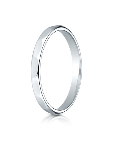 Benchmark 14K White Gold 2mm High Polished Faceted Design Wedding Band Ring (Sizes 4 - 15 )