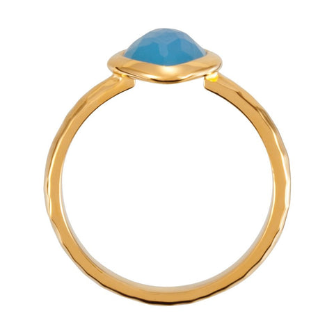 18K Yellow Gold Vermeil 10x8x5mm Blue Chalcedony Ring Size 7