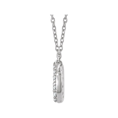 14k White Gold 1/5 CTW Diamond Oval Cluster 16-18" Necklace