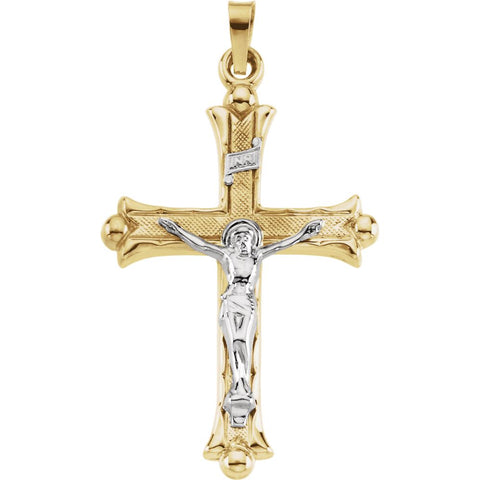 14K Yellow & White 32x23mm Hollow Crucifix Pendant