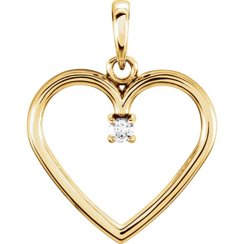 14k Yellow Gold .03 CTW Diamond Heart Pendant