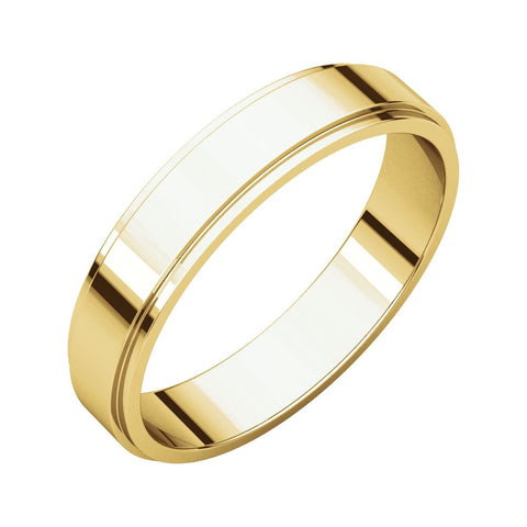 14k Yellow Gold 4mm Flat Edge Band, Size 8.5