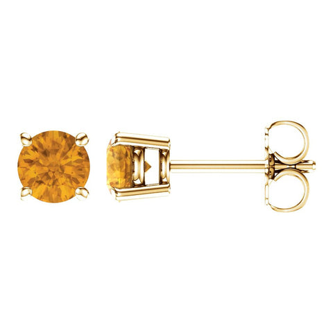 14k Yellow Gold 5mm Round Citrine Earrings