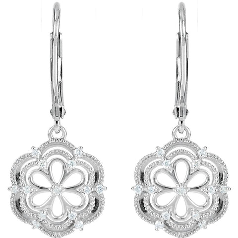 Sterling Silver 1/6 CTW Diamond Lever Back Earrings