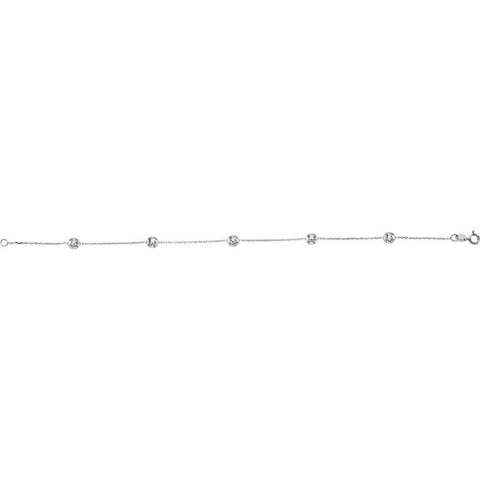 14k White Gold Cubic Zirconia 7" Bracelet