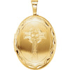 Oval Celtic Cross Locket in Gold Plated Sterling Silver