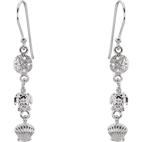 Sterling Silver Mini Turtle and Shell Earrings