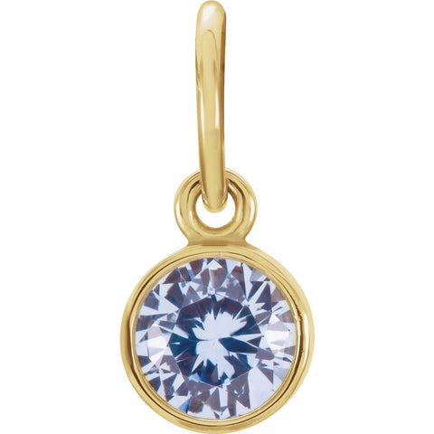 14k Yellow Gold Imitation Aquamarine Birthstone Charm
