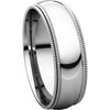 14k White Gold 6mm Double Milgrain Comfort Fit Band, Size 12