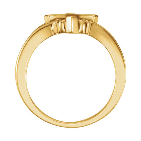 14k Yellow Gold Cross Ring, Size 7