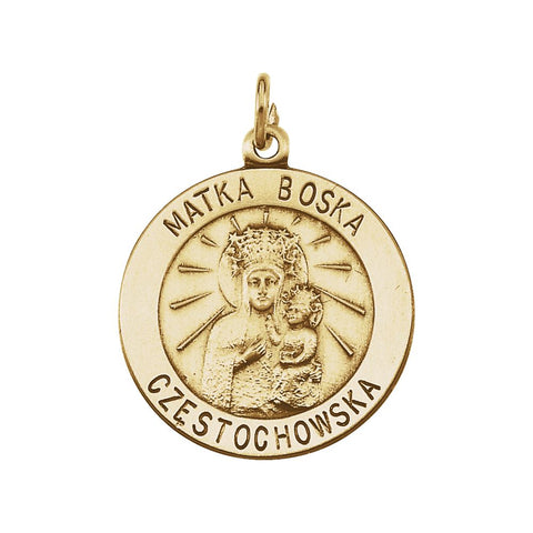 14k Yellow Gold 18.25 Round Matka Boska Medal