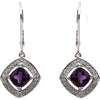 14k White Gold .08 CT w Diamond & Amethyst Earrings