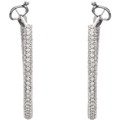 14k White Gold 2 CTW Diamond Inside/Outside Hoop Earrings