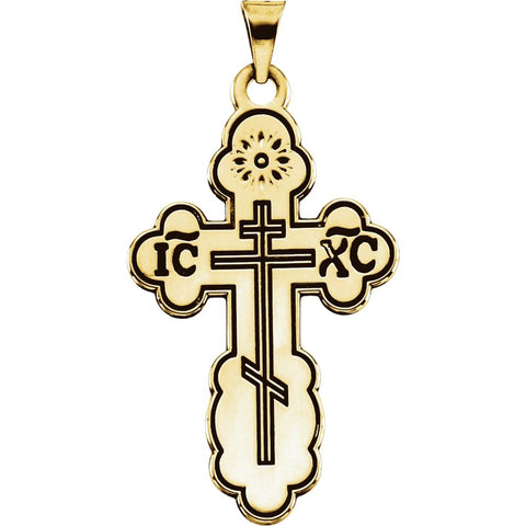 14k Yellow Gold 40x26mm Orthodox Cross Pendant