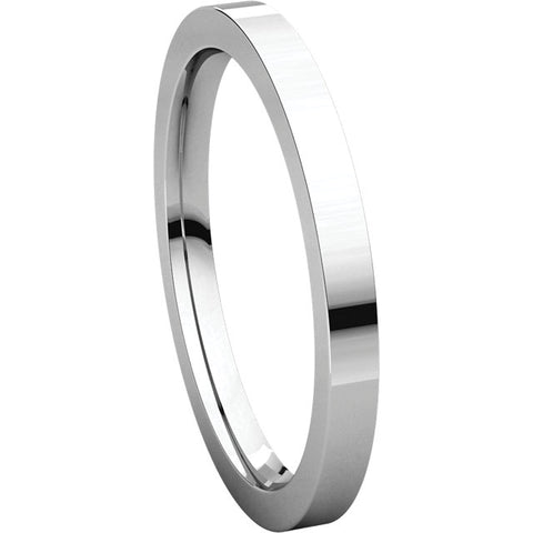 14k White Gold 2mm Flat Comfort Fit Band, Size 11