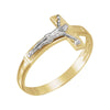 Two-Tone Men's Crucifix Cross Ring in 14k White and Yellow Gold ( Size 10 )