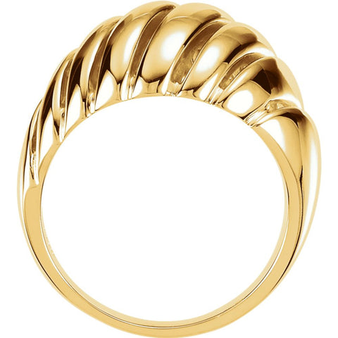 14k Yellow Gold Grooved Ring, Size 6