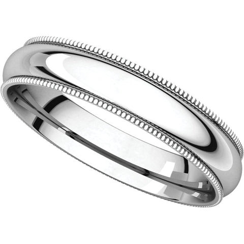 Sterling Silver 4mm Milgrain Comfort Fit Band, Size 7