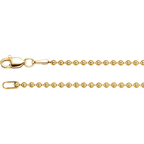 14k Yellow Gold 1.8m Hollow Bead 20" Chain
