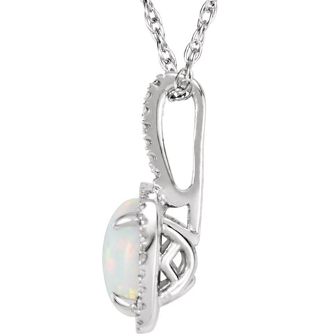 Sterling Silver 7mm Lab-Grown Opal & .015 CTW Diamond 18" Necklace