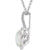 Sterling Silver 7mm Lab-Grown Opal & .015 CTW Diamond 18" Necklace