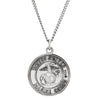 Sterling Silver 18mm Round St. Christopher U.S. Marine Corps Medal 18" Necklace