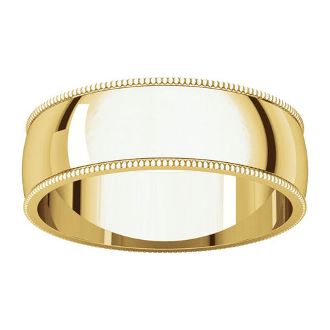 10k Yellow Gold 6mm Light Milgrain Band, Size 10