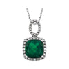 14K White Gold Created Emerald & 0.03 CTW Diamond 18-Inch Necklace
