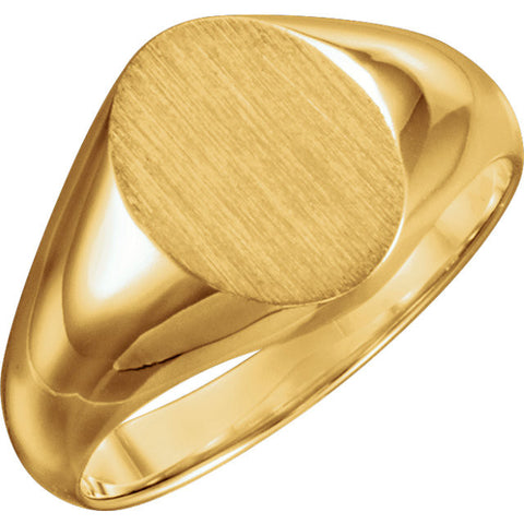10k Yellow Gold 10x8mm Oval Signet Ring, Size 6