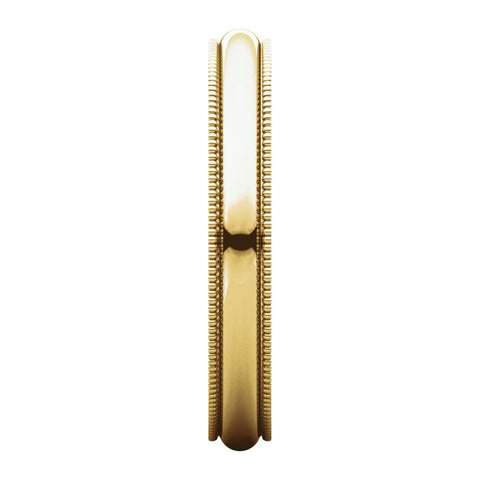 18k Yellow Gold 3mm Milgrain Comfort Fit Band, Size 6