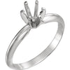 14k White Gold 5.4-5.7mm Round Pre-Notched 6-Prong Solitaire Ring Mounting, Size 6