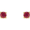 14k Yellow Gold 2.5mm Round Ruby Earrings