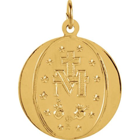14k Yellow Gold 18mm Miraculous Medal