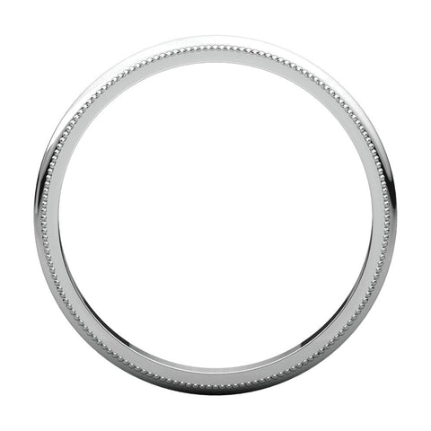 14k White Gold 2mm Milgrain Band, Size 7