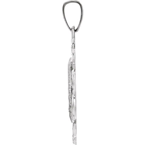 14k White Gold 22x15.5mm Oval Filigree Miraculous Medal