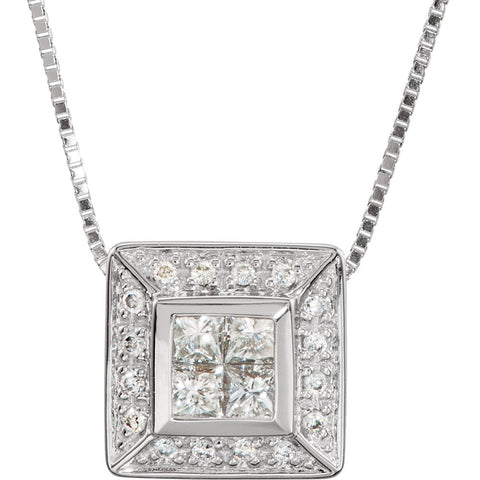 14k White Gold 3/8 CTW Diamond 18" Necklace