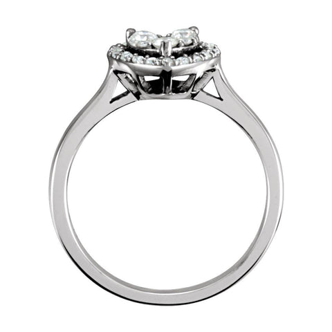 14k White Gold 1/3 CTW Diamond Heart Ring, Size 7