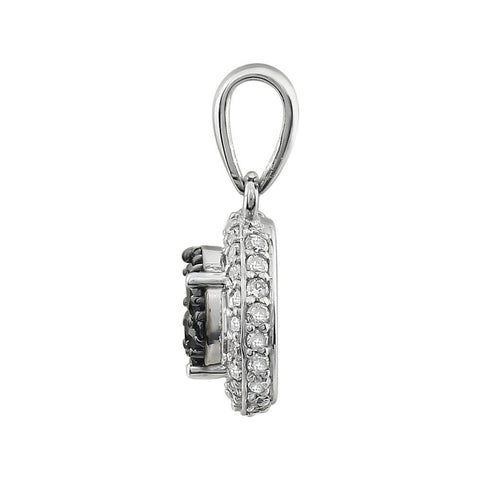 14k White Gold 3/8 CTW Diamond Black & White Halo Pendant