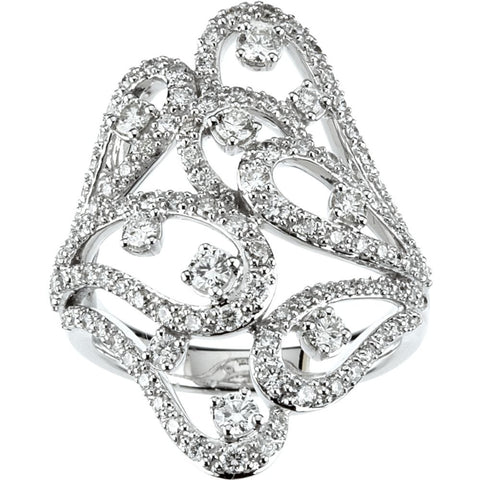 14k White Gold Diamond Ring, Size 7