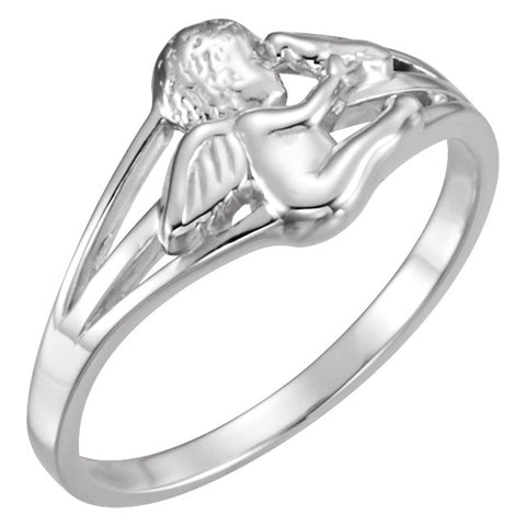18k Yellow Gold Cherub Ring, Size 7