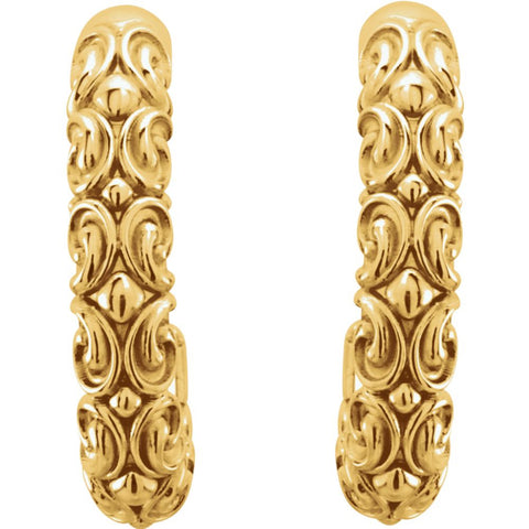 14k Yellow Gold 20x4.1mm Sculptural-Inspired Half-Hoop Earrings